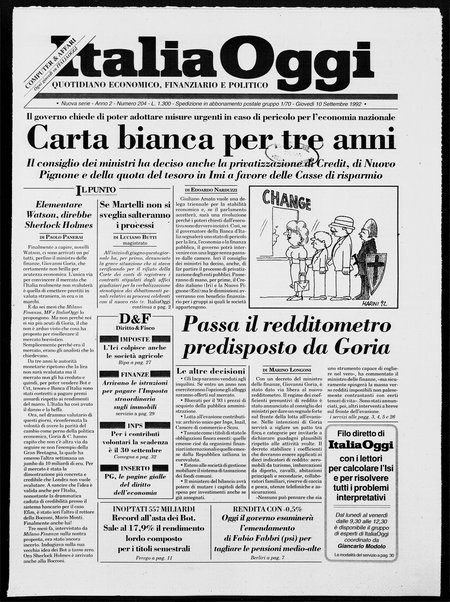 Italia oggi : quotidiano di economia finanza e politica